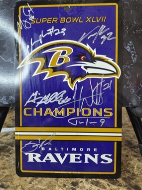 NFL Baltimore Ravens Purple and Gold Super Bowl XLVII Champions Sign